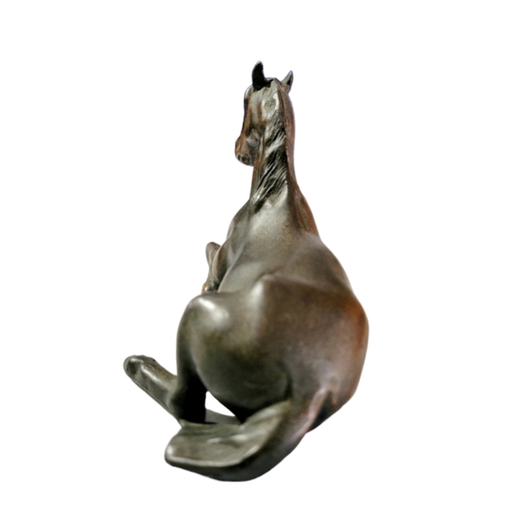 Vintage Bronze Resting Horse Sculture, Equine Figurine 5"L x 3"H - Picture 7 of 11